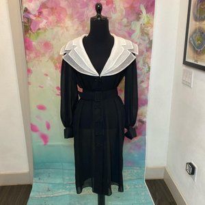 R.E.O originals vintage union Vintage 1980s dress. Semi sheer black chiffon poly